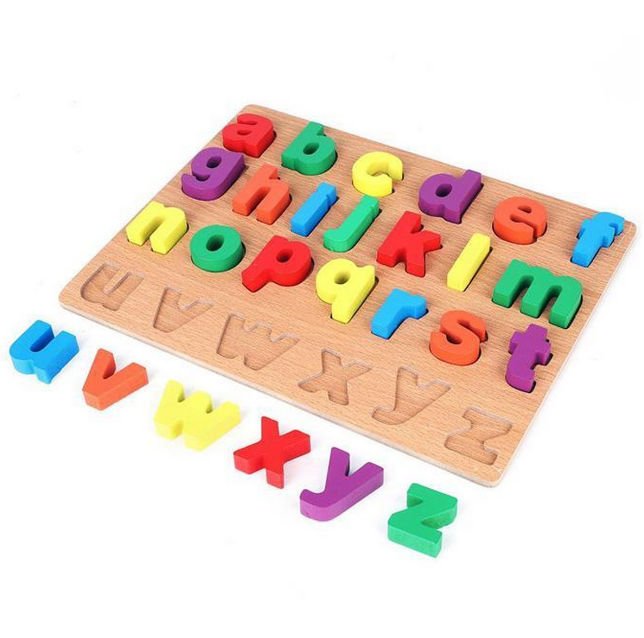 Wooden Capital | Small Alphabets Puzzle Plate 3D Board