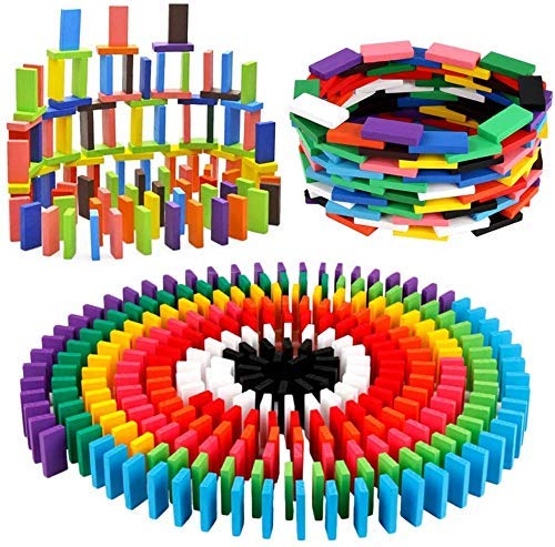 100 pcs 12 Color Wooden Dominos Blocks