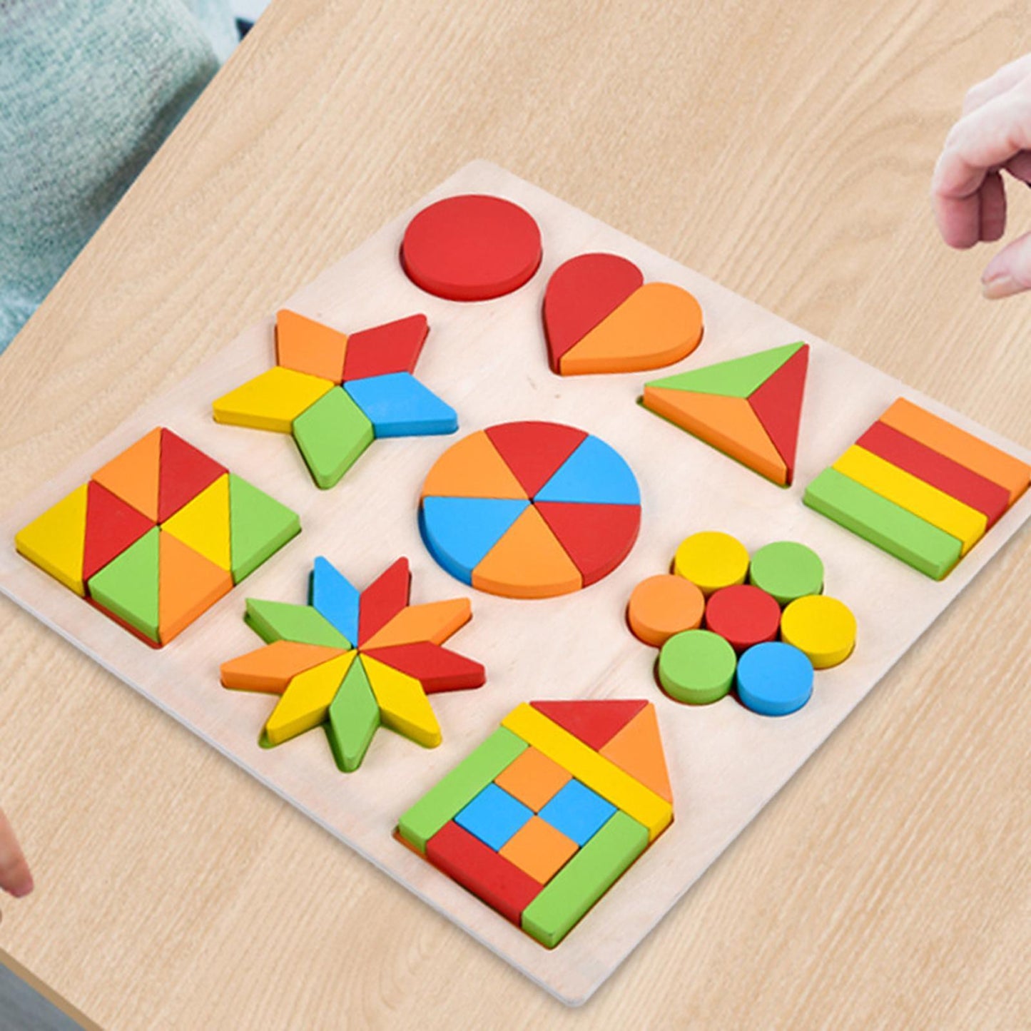 Wooden Colorful Jigsaw Shape Puzzle Board