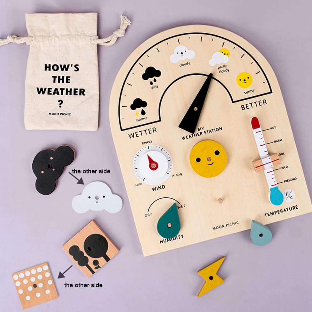 Wooden Educational Weather Station Learning Panel