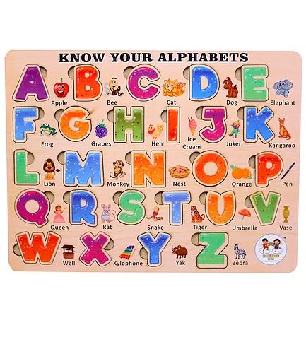 Wooden ABC Alphabet Vocabulary Jigsaw Puzzle