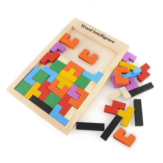 Wooden Tetris Jigsaw Puzzle Brain Teaser