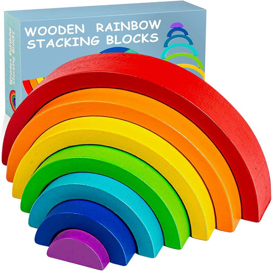 Wooden Rainbow Blocks Stacking